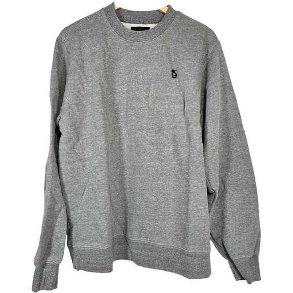 Spiritual Gangster Gray SG Embroidered Monogram Classic Crewneck‎ Sweatshirt L